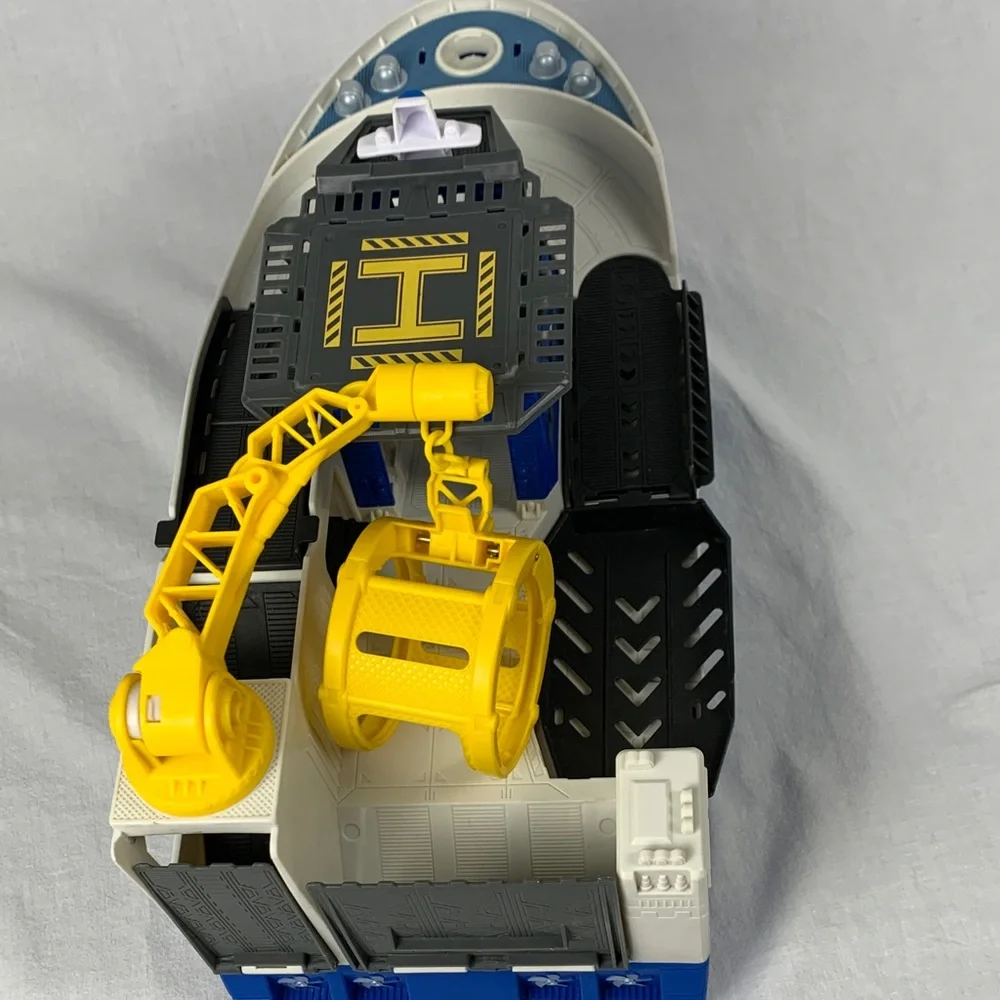 Toy Rescue Ship Vehicle - White, Blue & Yellow Kids Play Boat